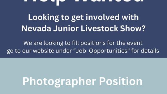 Help wanted notice for Nevada Junior Livestock Fair