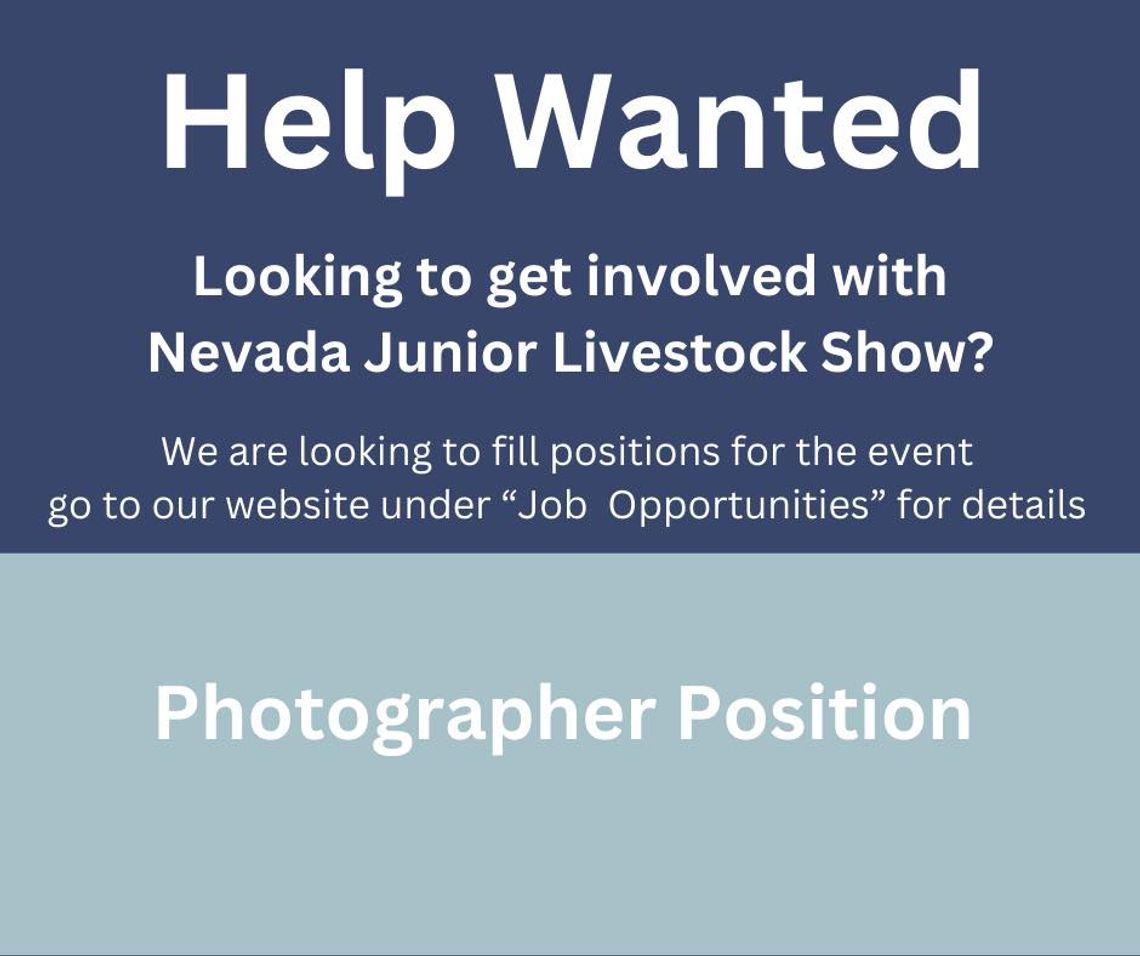 Help wanted notice for Nevada Junior Livestock Fair